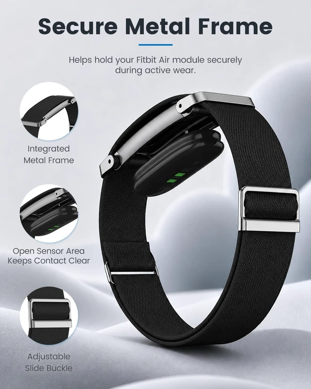 Alt view image 3 of 6 - Nylon Sport Bicep Bands Compatible with Google Fitbit Air Band Adjustable Elastic Arm Strap with Metal Frame Case, Breathable Replacement Arm Band for Fitbit Air Tracker Men Women