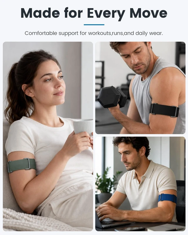 Alt view image 5 of 6 - Nylon Sport Bicep Bands Compatible with Google Fitbit Air Band Adjustable Elastic Arm Strap with Metal Frame Case, Breathable Replacement Arm Band for Fitbit Air Tracker Men Women