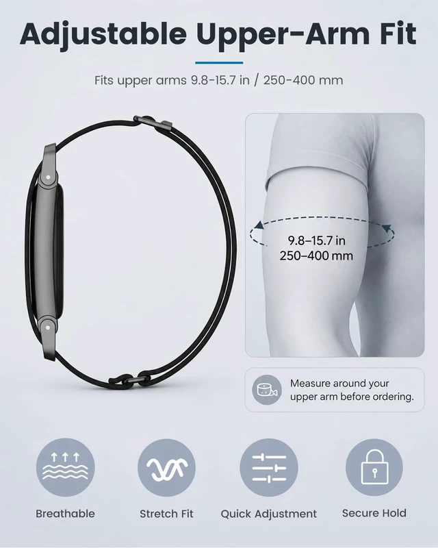 Alt view image 6 of 6 - Nylon Sport Bicep Bands Compatible with Google Fitbit Air Band Adjustable Elastic Arm Strap with Metal Frame Case, Breathable Replacement Arm Band for Fitbit Air Tracker Men Women