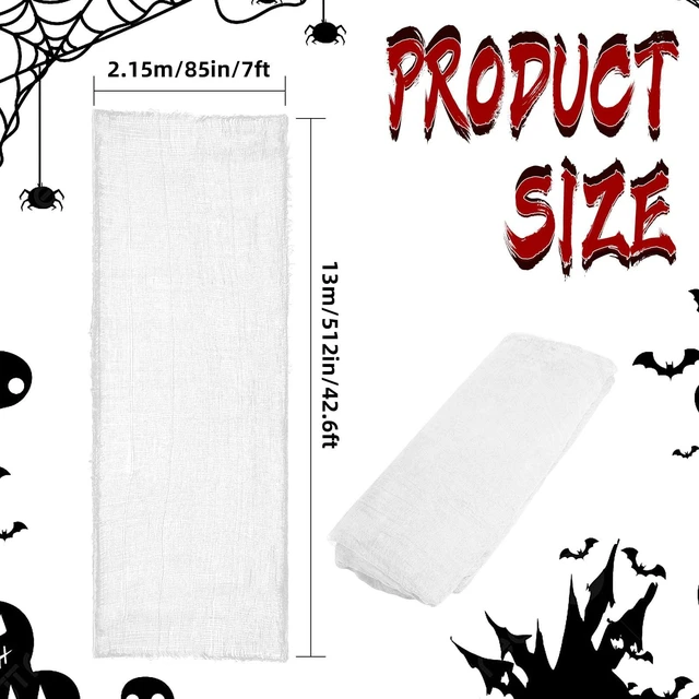 Alt view image 2 of 7 - 512" x 85" Halloween White Creepy Cloth,Large Spooky Fabric Halloween Scary Gauze Creepy Cloth for Haunted House Halloween Party Yard Wall Doorway Outdoors Decoration