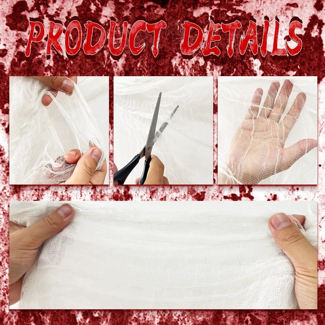 Alt view image 3 of 7 - 512" x 85" Halloween White Creepy Cloth,Large Spooky Fabric Halloween Scary Gauze Creepy Cloth for Haunted House Halloween Party Yard Wall Doorway Outdoors Decoration