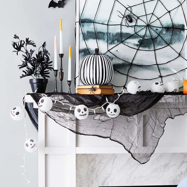 Alt view image 3 of 7 - 512" x 85" Halloween Black Creepy Cloth,Large Spooky Gauze Cloth Halloween Decoration Scary Creepy Gauze Haunted Cheesecloth Halloween Party Supplies for Stairway Window Table Doorways Decor