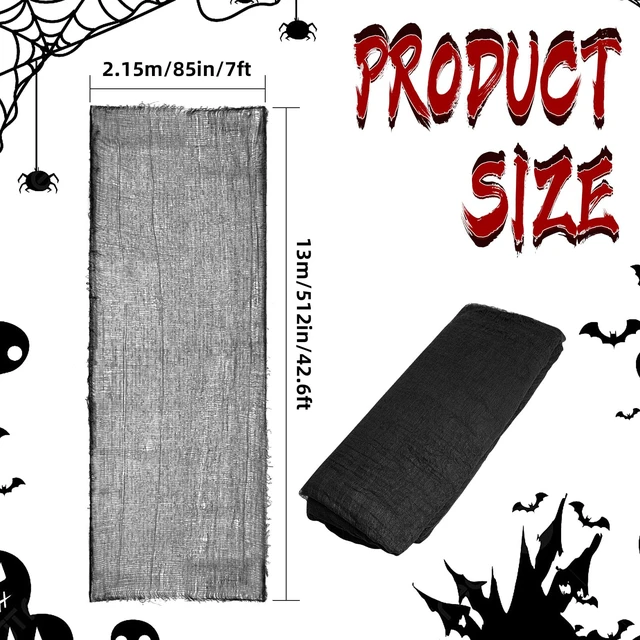 Alt view image 2 of 7 - 512" x 85" Halloween Black Creepy Cloth,Large Spooky Gauze Cloth Halloween Decoration Scary Creepy Gauze Haunted Cheesecloth Halloween Party Supplies for Stairway Window Table Doorways Decor