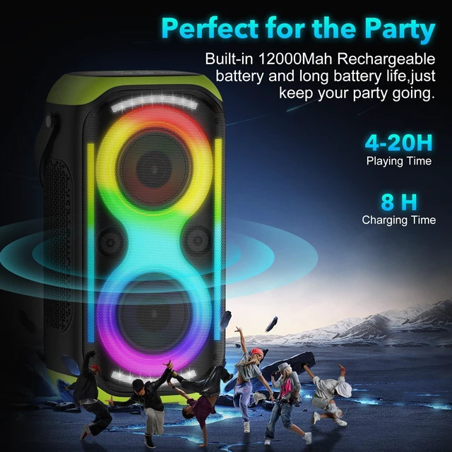 Alt view image 4 of 7 - Bluetooth Speaker 160W Loud Wireless Outdoor Portable Home Party Speakers Big Powerful, Deep Bass Sound, Bluetooth 5.0, TWS, Large Boombox with Subwoofer, RGB Lights, For House Camping Events Travel