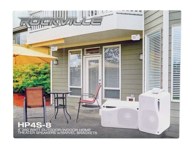 Alt view image 2 of 7 - HP4S-8 White 4" Indoor/Outdoor 8-Ohm Wall Mount Speakers, Pair 360W Peak/120W RMS, IPX44 Rated, 8 Ohm, 80Hz-20kHz Response, 90dB Sensitivity, ABS Cabinet, Indoor/Outdoor Use