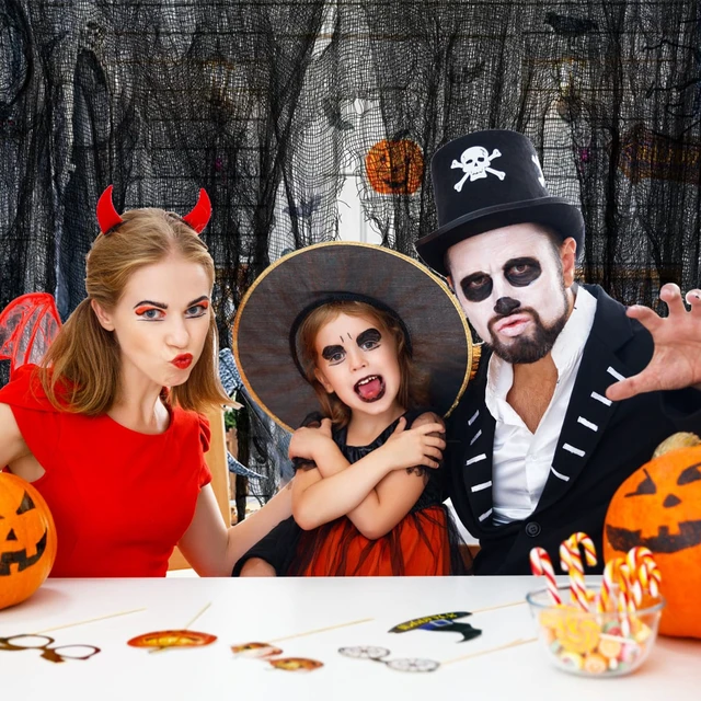 Alt view image 5 of 7 - 512" x 85" Halloween Black Creepy Cloth,Large Spooky Gauze Cloth Halloween Decoration Scary Creepy Gauze Haunted Cheesecloth Halloween Party Supplies for Stairway Window Table Doorways Decor