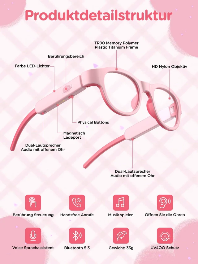 Alt view image 5 of 7 - Kids Blue Light Glasses with Bluetooth Audio,Smart glasses,RGB 7-color light, Kids Smart Glasses Gifts