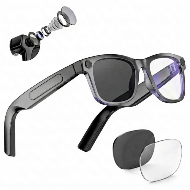 Main image of AI Smart Glasses with Camera, 1080P Video & Real-Time Translation 8MP HD Camera with EIS, 139+ Language Translation, Open-Ear Audio Bluetooth Sunglasses, Object Recognition, 410 mAh Battery