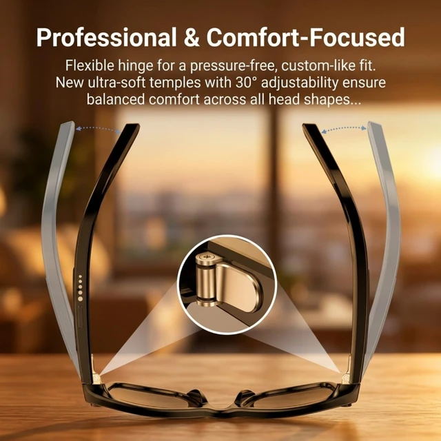 Alt view image 3 of 7 - AI Smart Glasses with Camera, 1080P Video & Real-Time Translation 8MP HD Camera with EIS, 139+ Language Translation, Open-Ear Audio Bluetooth Sunglasses, Object Recognition, 410 mAh Battery
