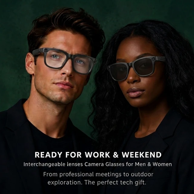Alt view image 4 of 7 - AI Smart Glasses with Camera, 1080P Video & Real-Time Translation 8MP HD Camera with EIS, 139+ Language Translation, Open-Ear Audio Bluetooth Sunglasses, Object Recognition, 410 mAh Battery