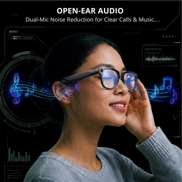 Alt view image 7 of 7 - AI Smart Glasses with Camera, 1080P Video & Real-Time Translation 8MP HD Camera with EIS, 139+ Language Translation, Open-Ear Audio Bluetooth Sunglasses, Object Recognition, 410 mAh Battery