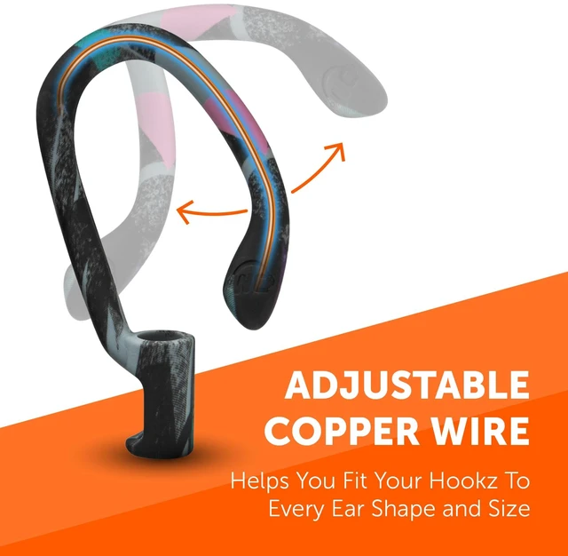 Alt view image 2 of 7 - HookZ - Adjustable Over-Ear Hooks for AirPods 4 Made by Wicked Cushions Malleable Core for Custom Fit, Secure & Comfortable, Patent Pending 90's Black