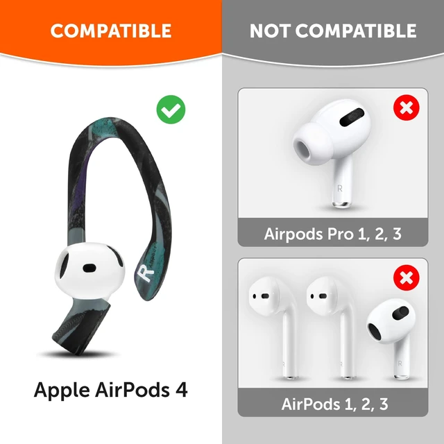 Alt view image 4 of 7 - HookZ - Adjustable Over-Ear Hooks for AirPods 4 Made by Wicked Cushions Malleable Core for Custom Fit, Secure & Comfortable, Patent Pending 90's Black