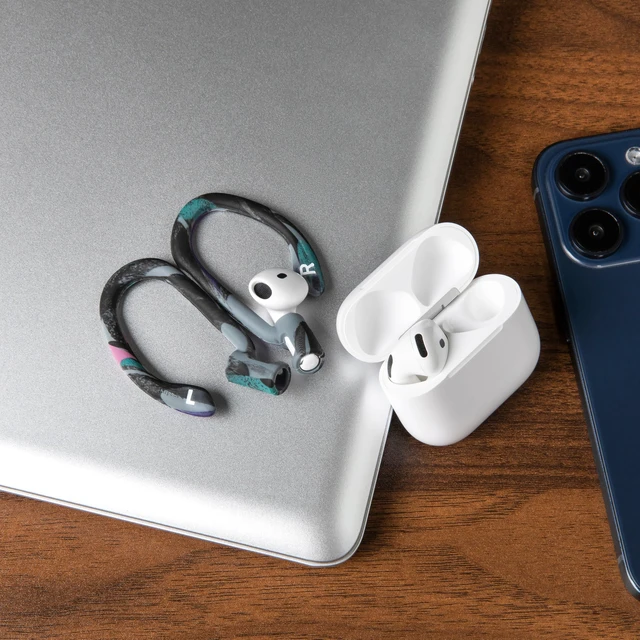 Alt view image 5 of 7 - HookZ - Adjustable Over-Ear Hooks for AirPods 4 Made by Wicked Cushions Malleable Core for Custom Fit, Secure & Comfortable, Patent Pending 90's Black