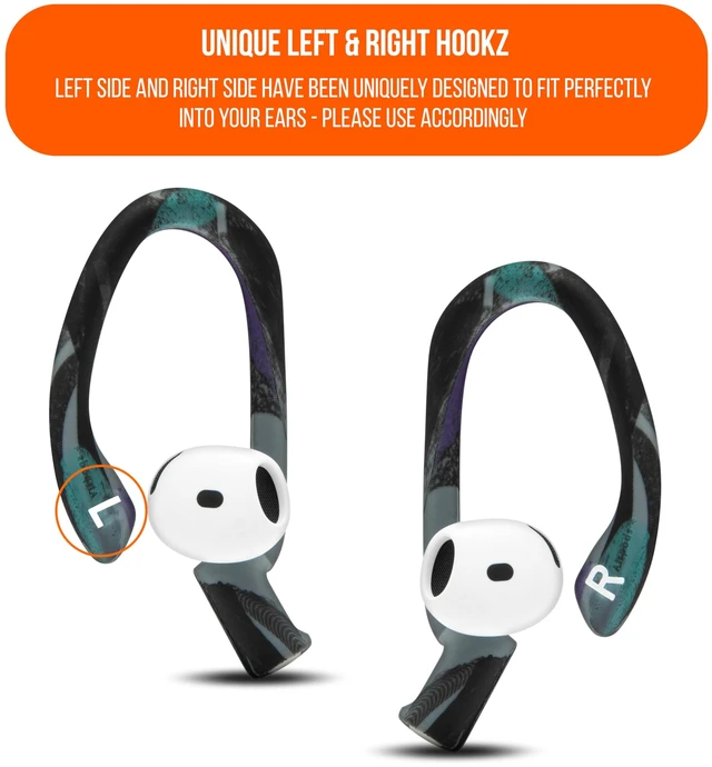 Alt view image 7 of 7 - HookZ - Adjustable Over-Ear Hooks for AirPods 4 Made by Wicked Cushions Malleable Core for Custom Fit, Secure & Comfortable, Patent Pending 90's Black