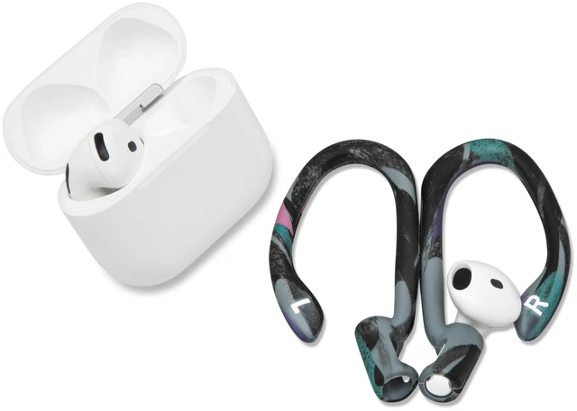 Alt view image 6 of 7 - HookZ - Adjustable Over-Ear Hooks for AirPods 4 Made by Wicked Cushions Malleable Core for Custom Fit, Secure & Comfortable, Patent Pending 90's Black