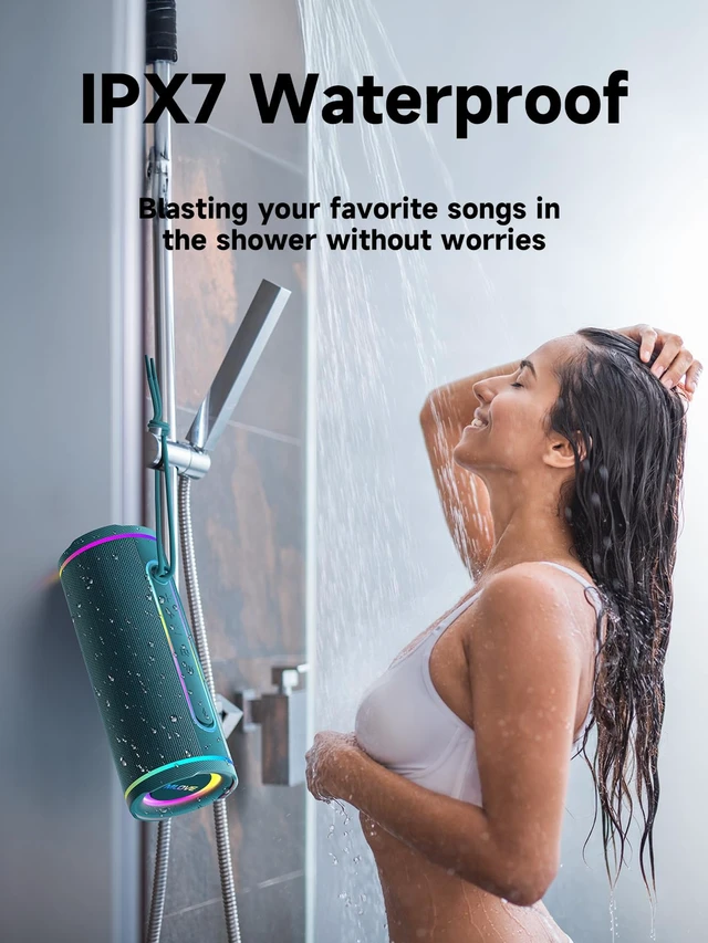 Alt view image 4 of 7 - E80 Speakers Bluetooth Wireless, Portable Bluetooth Speaker with Aux Input, Micro SD Card Slot, Bass Boost, Dual Pairing, Lights, IPX7 Waterproof, BT5.4 for Outdoor, Travel, Car, TV, 30W, Blue