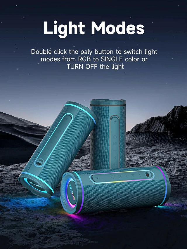 Alt view image 6 of 7 - E80 Speakers Bluetooth Wireless, Portable Bluetooth Speaker with Aux Input, Micro SD Card Slot, Bass Boost, Dual Pairing, Lights, IPX7 Waterproof, BT5.4 for Outdoor, Travel, Car, TV, 30W, Blue