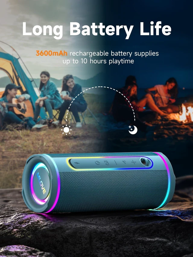 Alt view image 7 of 7 - E80 Speakers Bluetooth Wireless, Portable Bluetooth Speaker with Aux Input, Micro SD Card Slot, Bass Boost, Dual Pairing, Lights, IPX7 Waterproof, BT5.4 for Outdoor, Travel, Car, TV, 30W, Blue