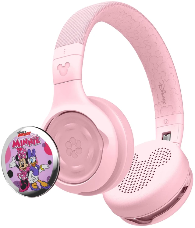 Main image of Disney Kids Bluetooth Foldable Headphones: Use Wired or Wireless for Travel, Education, and Screen-Free Entertainment Includes Minnie Mouse StoryShield, Pink