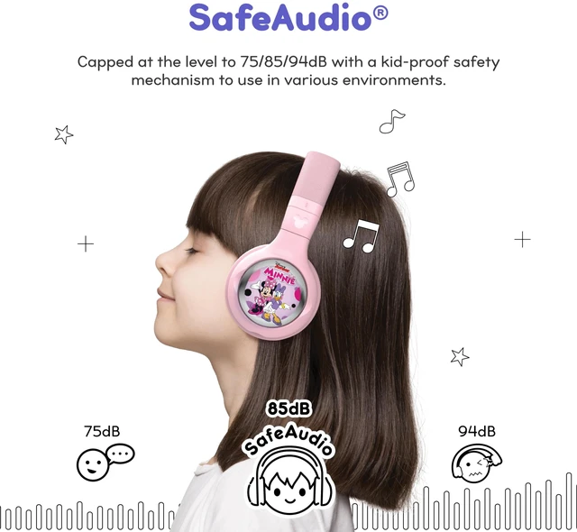 Alt view image 3 of 7 - Disney Kids Bluetooth Foldable Headphones: Use Wired or Wireless for Travel, Education, and Screen-Free Entertainment Includes Minnie Mouse StoryShield, Pink