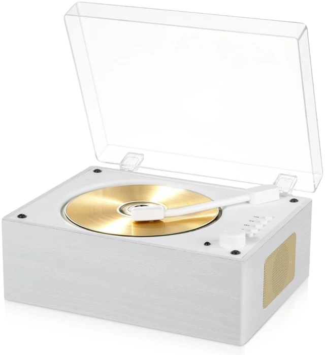 Main image of Retro CD Player Bluetooth 5.3 Wood Grain Desktop Music Portable Home Audio System with Dual HI-FI Speakers, Built-in Battery, Remote Control, USB/AUX Input, 3.5mm Headphone Jack