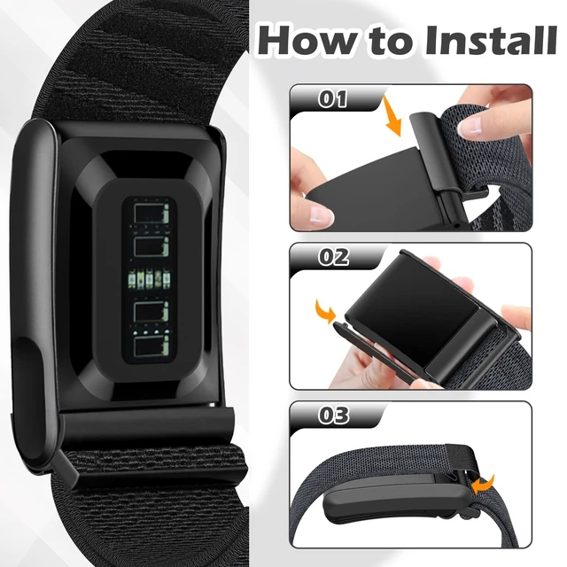 Alt view image 3 of 7 - 3 Packs Nylon Stretchy Bicep Straps Compatible with Whoop 5.0/4.0/3.0 Bands Breathable Sport Adjustable Replacement Arm/Ankle Bands for Whoop 5.0 MG/One/Peak/Life Health Fitness Activity Tracker