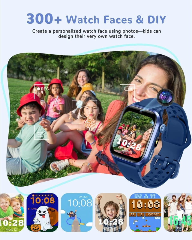 Alt view image 5 of 7 - Smart Watch for Kids No App or Phone Needed, IP68 Waterproof, Flashlight Kid Fitness Watches Pedometer, 24/7 Heart Rate, Sleep Monitor, Puzzle Games for Boys&Girls Ages 4-12, Blue