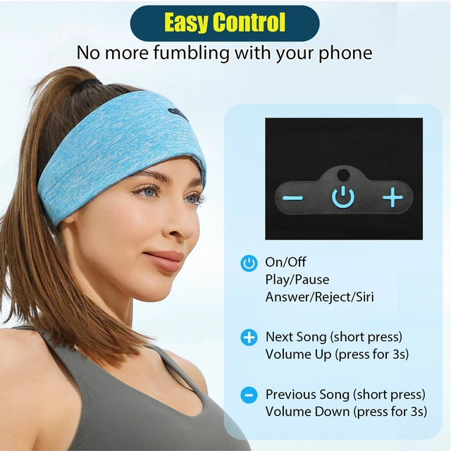 Alt view image 2 of 7 - 2-Pack Bluetooth Headband, Bluetooth 5.4 Sleeping Headphones,18 Hours Play Time,HD Stereo, Built-in Microphone, Workout, Running, Sports, Men/Women Giftv