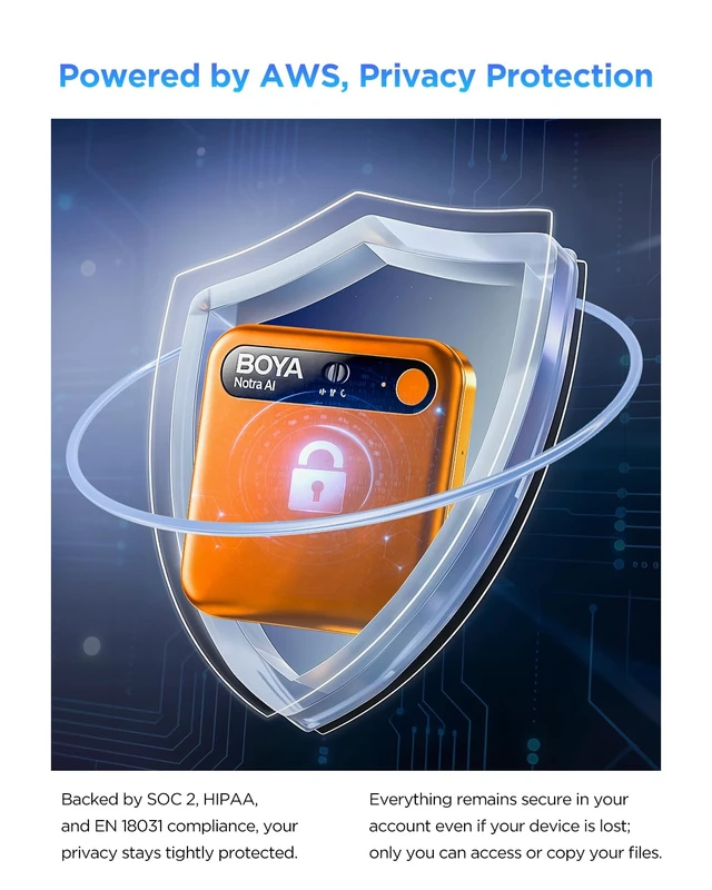 Alt view image 6 of 7 - Notra AI Voice Recorder All-in-One AI Note Taker for Meetings & Calls, Smart Transcription & Summary, App Control, 64GB + Secure Cloud, 140+ Languages Magnetic Design Audio Recorder(Orange)