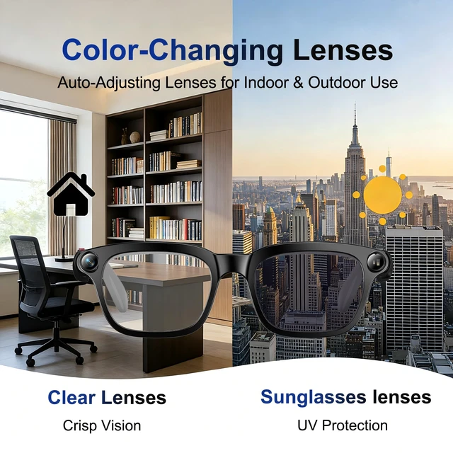 Alt view image 7 of 7 - AI Smart Glasses with Camera for POV Photo & Vlogging Capture Audio Capture clear first-person POV photos & travel vlogs hands-free