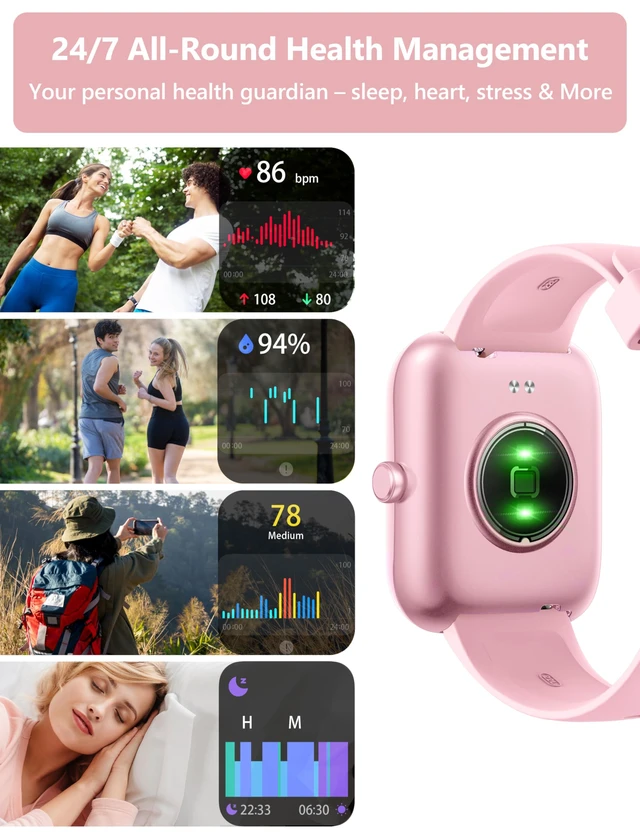 Alt view image 4 of 6 - Smart Watch Women Men, 1.83" Alexa Fitness Tracker, Heart Rate, Sleep, Stress Monitor, IP68 Waterproof Swimming Smartwatch, Make/Answer Calls, Compatible with iOS & Android