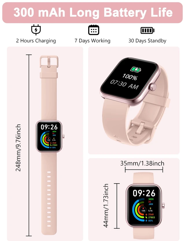 Alt view image 6 of 6 - Smart Watch Women Men, 1.83" Alexa Fitness Tracker, Heart Rate, Sleep, Stress Monitor, IP68 Waterproof Swimming Smartwatch, Make/Answer Calls, Compatible with iOS & Android