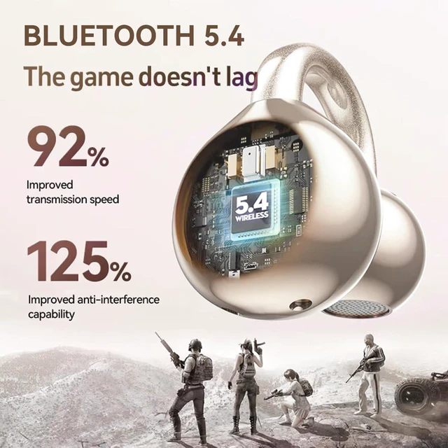 Alt view image 4 of 6 - Clip on Earbuds for Small Ears & Glasses, Open Ear Bluetooth 5.4 Headphones with 40H Playtime & Digital Display, Sweatproof