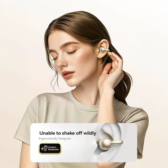 Alt view image 6 of 6 - Clip on Earbuds for Small Ears & Glasses, Open Ear Bluetooth 5.4 Headphones with 40H Playtime & Digital Display, Sweatproof