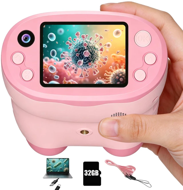 Main image of Handheld Digital Microscope for Kids 2.0"IPS Science Toy Age 4-12 Include 32GB Card, 1000X Magnification, Rechargeable 3-in-1 Kids Microscope, Portable STEM Toys for Christmas Birthday
