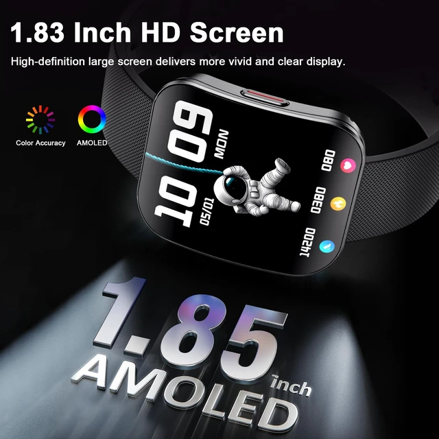Alt view image 2 of 7 - Smart Watch for Women, 1.85" HD Fitness Tracker Black Answer/Make Calls, for Android & iPhone, Heart Rate/Sleep/Sports Monitor Smartwatch, IP68 Waterproof