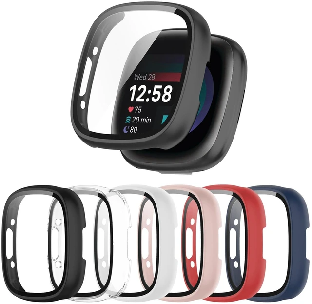Main image of 6 Pack for Fitbit Sense 2 / Versa 4 Screen Protector Case Hard PC,Built-in Tempered Glass Film,Full Coverage,All-Around,Shockproof,Bumper,Protective Cover,Protective Accessories