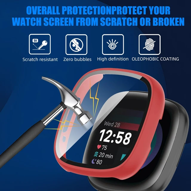 Alt view image 4 of 7 - 6 Pack for Fitbit Sense 2 / Versa 4 Screen Protector Case Hard PC,Built-in Tempered Glass Film,Full Coverage,All-Around,Shockproof,Bumper,Protective Cover,Protective Accessories