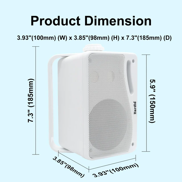 Alt view image 3 of 7 - 3.5 Inch Passive Outdoor Speakers Wired Waterproof, 200W 3 Way Premium Mountable Wall Mount Speakers with Superior Sound, All-Weather Durability, for Patio Marine Boat Garage Indoor(White Pair)