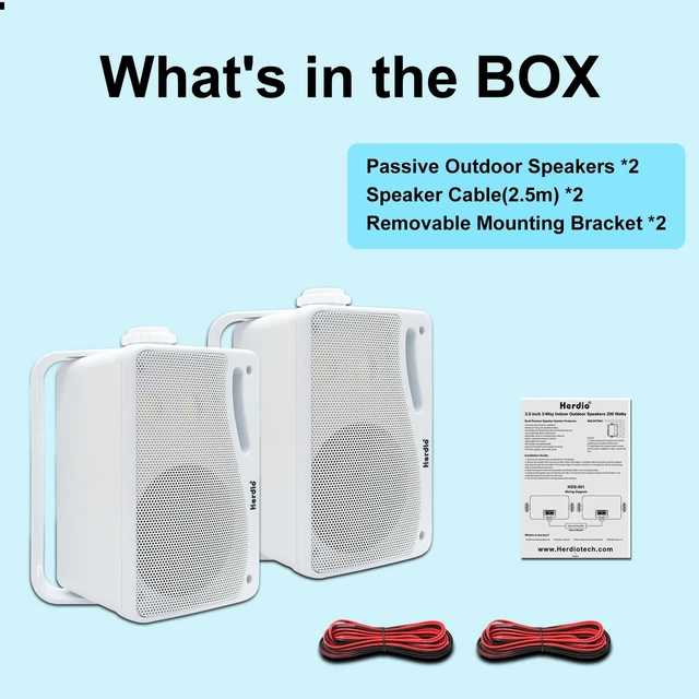 Alt view image 6 of 7 - 3.5 Inch Passive Outdoor Speakers Wired Waterproof, 200W 3 Way Premium Mountable Wall Mount Speakers with Superior Sound, All-Weather Durability, for Patio Marine Boat Garage Indoor(White Pair)