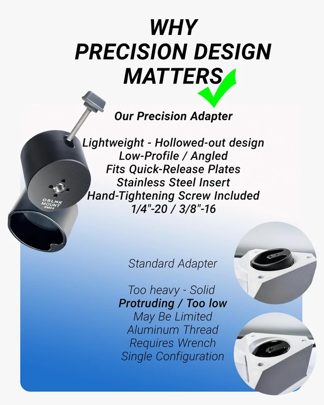 Alt view image 2 of 7 - ORLNK Tripod Adapter Mount for Starlink Mini with 1/4"-20 - Flush Install Fits Quick-Release Plate, Ball Mount Clamp, Flush Installation, Lightweight Aluminum Alloy, ORLNK SM04 Matte Black