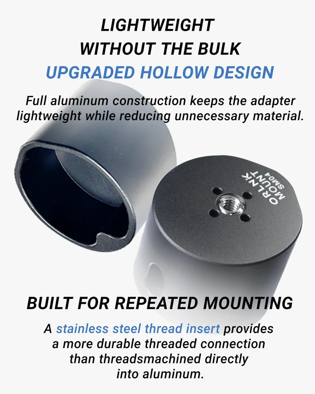 Alt view image 4 of 7 - ORLNK Tripod Adapter Mount for Starlink Mini with 1/4"-20 - Flush Install Fits Quick-Release Plate, Ball Mount Clamp, Flush Installation, Lightweight Aluminum Alloy, ORLNK SM04 Matte Black