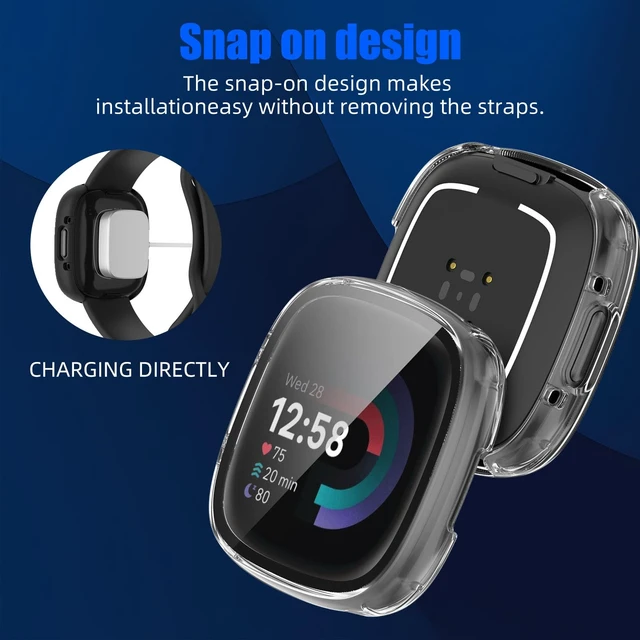 Alt view image 6 of 7 - 6 Pack for Fitbit Sense 2 / Versa 4 Screen Protector Case Hard PC,Built-in Tempered Glass Film,Full Coverage,All-Around,Shockproof,Bumper,Protective Cover,Protective Accessories