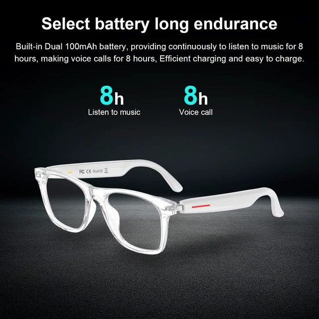 Alt view image 7 of 7 - Smart Bluetooth Glasses with Auto On/Off, Photochromic Lenses & Audio-Clear Touch Control, Hands-Free Calls, Open-Ear Audio, Lightweight Design, Bluetooth Glasses for Travel, Work & Daily Wear
