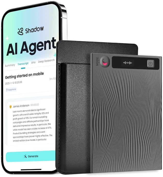 Main image of TicNote AI Voice Recorder 64GB Memory Note Recorder w/Case App Control 120+ Languages Transcribe Summarize with AI Shadow Digital Audio Recorder for Phone Calls Lectures Meetings Interviews