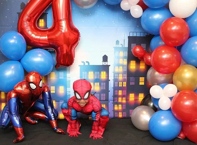 Alt view image 4 of 5 - Starry Sky Super Hero City Skyline Backdrop 10x8FT City Night Building Skyline Decor, Halloween/Urban Themed/Birthday Photo Backdrop, Lightweight Vinyl, Easy Hang & Wipe Clean
