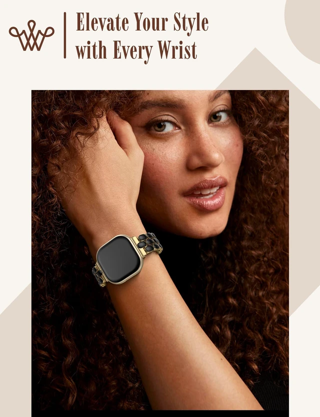 Alt view image 6 of 6 - Resin Metal Band Compatible with Fitbit Versa 4 Bands for Women/Sense 2/Sense/Versa 3, Jewelry-Style Dressy Bracelet with No-Tool Adjustment, Elegant Lightweight Strap for Work & Daily