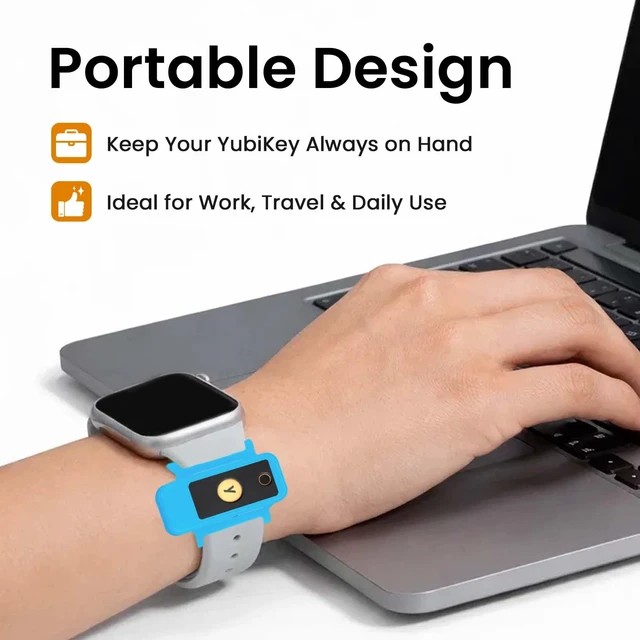 Alt view image 4 of 7 - Watchband Holder for YubiKey 5 NFC and 5C NFC, Blue 360° Protection, NFC Access, TPU Cover for Yubico Security Key, Lightweight, Everyday Carry