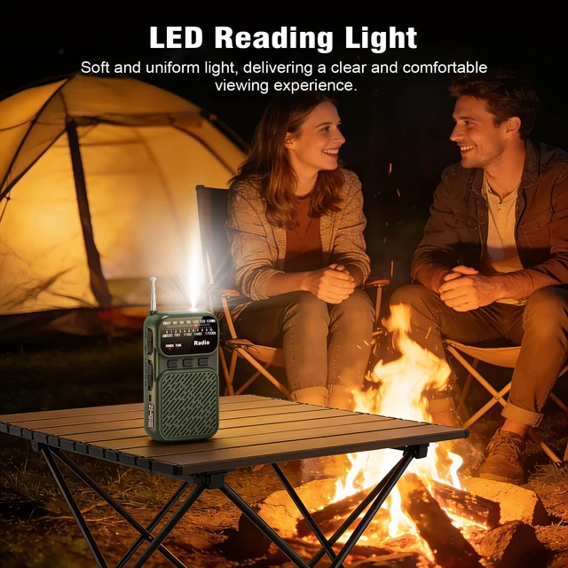 Alt view image 3 of 7 - Portable Radio AM FM, Battery Operated Pocket Radio for Gift, Elder Best Reception Transistor Small Radios, with Bluetooth/Flashlight/Headphone Jack, USB-C Rechargeable or 3AAA Battery